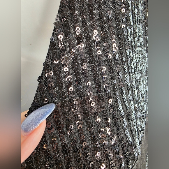 Fashion Nova 2X Epic Nights Sequin Gown Dress Black Party Sexy AX-1592 - Picture 12 of 14